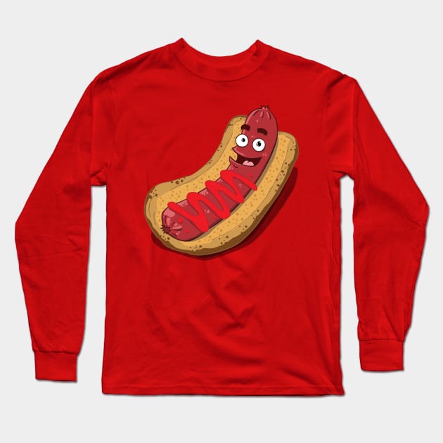 Hot Diggity Dog - with Ketchup Long Sleeve T-Shirt by deancoledesign